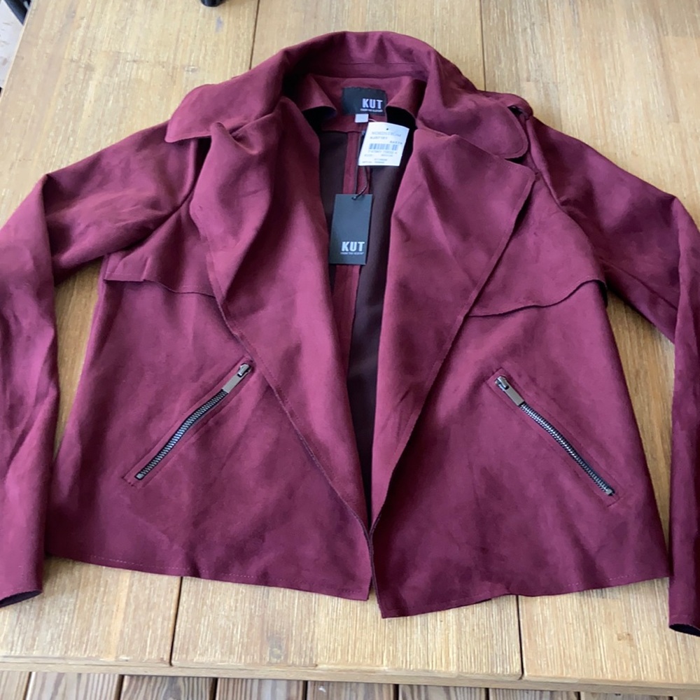 {KUT from the Kloth} Carina Faux Suede Drape Moto Jacket